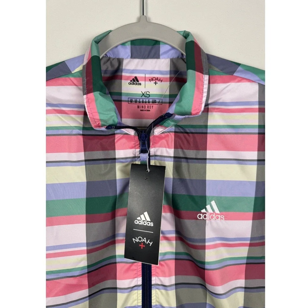 Adidas x Noah Running Jacket Plaid‎ Multicolor Full Zip XS NWT